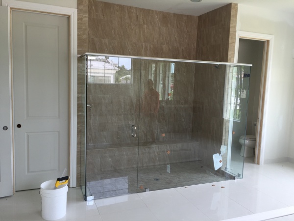 glass shower door and enclosure
